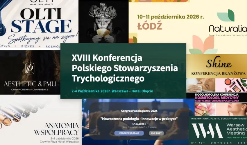Wydarzenia branży beauty w październiku 2026: konferencja trychologiczna PST, kongres PTMEiAA, PMU, podologia, mistrzostwa rzęs, moda. Daty i lokalizacje.