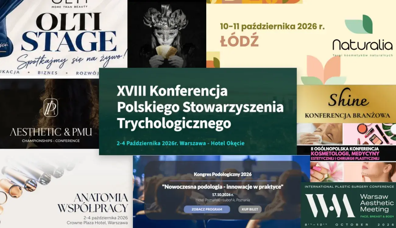 Wydarzenia branży beauty w październiku 2026: konferencja trychologiczna PST, kongres PTMEiAA, PMU, podologia, mistrzostwa rzęs, moda. Daty i lokalizacje.